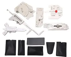 6 Piece Welding Gauge Set, Adjustable Angle Welding Gauge Set, MG-11 MG-8 Welding Gauge, Hi Lo-Meter, Porosity Undercuts Checking Meter Angle Measuring Instrument, MM & Inch