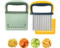 Couteau à Crinkle Multifonctionnel pour Cuisine - Couteau Ondulé - Coupe-Pommes de Terre - 2 pièces - Coupe-Frites - Couteau à Pommes de Terre à Bord Ondulé - Tranchant et Facile à Couper
