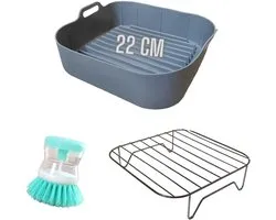 Accessoires luchtfriteuse, vorm 22 cm, luchtfriteuse rooster luchtfriteuse en reinigingsborstel, compatibel met Cosori 6,4 Dual Blaze en Cosori Turboblaze