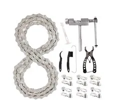 Bike Chains, Single Speed Bike Chain Kit with Quick Release Link, Heavy Duty Replacement Cycling Accessories for Dirt Bikes, Beach Cruisers, Motorcycles, Adults and Kids
