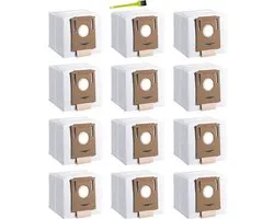 12 stuks stofzuigerzakken geschikt voor Ecovacs Deebot N8/N8 Pro/N8 Pro Plus/N8 Pro Care, OZMO T8/T8 Pure/OZMO T8+, T9/T9+/T9 AIVI, yeedi vac 2 pro/vac max/vac hybrid/yeedi vac station, met reinigingsborstel
