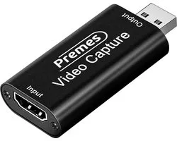 Premes - Capture Card - HDMI naar USB - Video Grabber - Video Capture Card - Geschikt voor Windows, Mac, Playstation, XBOX, Nintendo Switch - Streamen