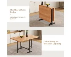 Eettafel 120x80 cm Uitbreidbaar Inklapbaar - Minimalistische Eettafel Met Legering Onderstel American White Oak