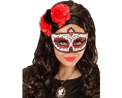 WIDMANN - Masque pailleté rouge Día de los muertos - Masques > Masque de mascarade