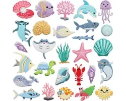 28 pièces Écusson thermocollant - Écussons brodés à repasser - Décoration pour vêtements - Patchs de vêtements - Accessoires de bricolage - Applications de couture mignonnes - Patchs de couture brodés - Pour vestes, chapeaux, sacs à dos, jeans
