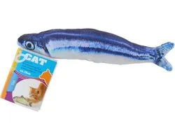Kattenspeeltje - vis - knuffel - 19 cm - grijs - makreel - katten speelgoed