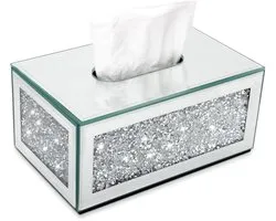 Dailygoods - AAZZKANG Tissue Box Cover, Rechthoekige Crystal Crushed Diamond Tissue Box Houder, Zilver Luxe Decoratieve Servet Dispenser voor Badkamer, Aanrecht, Slaapkamer, Woonkamer Kantoor