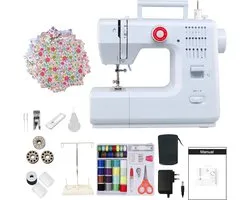 Creatorally Elektrische Naaimachine - 20 steektypen - met 42-delige naaipakket + 25 stuks patchwork + Thread Holder - Naaiset - Sewing Machine Beginners Set - Electronische dubbeldraads naaimachine Huishoudelijk - wit