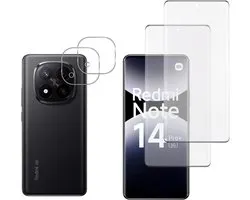 Screenprotector geschikt voor Xiaomi Redmi Note 14 Pro Plus 5G - 2 stuks Beschermglas van glas Transparante glazen schermbeschermfolie + 2 stuks Camera Protector