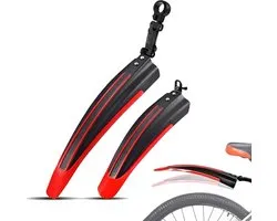 Bicycle Mudguard Set for Stromer ST3 X 2019, Portable Adjustable Mudguards for Road Bikes and Mountain Bikes, Front and Rear Mudguard for 20-26 inch Bikes,C Red