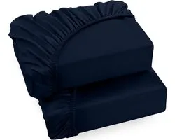 Utopia Bedding Set of 2 Fitted Sheets 35cm Deep, Easy Care Soft Brushed Microfiber Fabric, Shrink and Fade Resistant (90 x 190cm, Navy Blue)