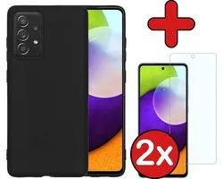 Coque Samsung A52 Coque en Siliconen Zwart avec 2x Protecteur d'écran - Coque Samsung Galaxy A52 Coque en Silicone avec 2x Protecteur d'écran - Zwart