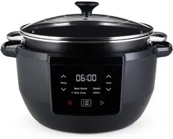 TopChoice® Slowcooker met Timer - Multicooker - Crockpot - 39x26x35cm - Zwart