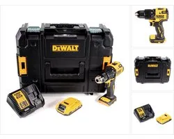 Perceuse à percussion sans fil DeWalt DCD 709 D1T 18 V 65 Nm + 1 batterie rechargeable 2,0 Ah + chargeur dans la boîte TSTAK