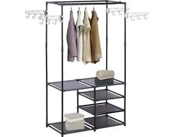 Manzibo Industrial Coat Rack - Shoe Rack - Clothes Rack - Storage Rack Chaussures pour femmes - Shoe Cabinet - Cabinet for Chaussures pour femmes - Zwart