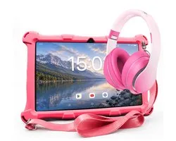 AngelTech Kinderpakket XL - Kindertablet XL + Kinderkoptelefoon - Combipakket - Kindertablet Vanaf 3 Jaar – Kinder Tablet – Kids Tablet - Tablet voor Kinderen - Roze