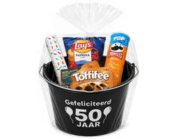 Cadeau-emmer Gefeliciteerd 50 jaar, 12 liter, zwart