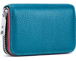 Pasjeshouder - Leer Pasjeshouder - creditcardhouder - 12 Pasjes - 1 ID-sleuf - 1 muntgleuf - mapje voor pasjes -10.5*7*2.5cm - visitekaartjes houder - card holder wallet - mannen en vrouwen - Portemonnee - met Rits - Creditcardhouder - Blauw