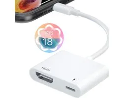 Adaptateur Xtabarya Lightning vers HDMI - Convertisseur adaptateur AV Digital TV 1080P HD pour iPhone iOS 18 iPad vers TV même écran pour câble HDMI Lightning - Compatible avec iOS 18