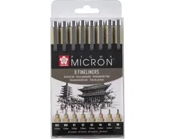 Pigma Micron set 8 fineliners - Incl. Goodie