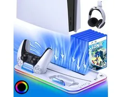 Station d'accueil Phreeze PS5 avec station de charge et Ventilation - Convient aux Manettes DualSense et Sony Playstation 5 - Station de charge pour manette
