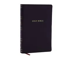 NKJV Personal Size Large Print Bible with 43,000 Cross References, Black Leathersoft, Red Letter, Comfort Print (Thumb Indexed)