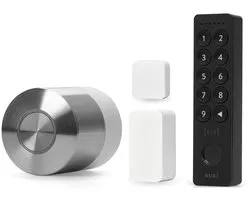 Nuki Smart Lock Pro – Incl. Keypad 2 NFC & Door Sensor - Slim Deurslot met Wifi – Lock ‘n’ Go, Nachtmodes & Auto Unlock - Voor Apple Home, Google & Alexa - RVS - Zwart & Wit