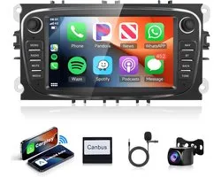 Autoradio Android 13 CarPlay 2G+64G sans fil pour Ford Focus II MK2 Mondeo S-Max C-Max Galaxy Kuga 7 pouces avec navigation Android Auto GPS WiFi Mirror Link Bluetooth FM/RDS/ DAB caméra de recul
