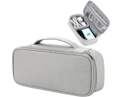Draagbare Kabel Organizer Bag voor Elektronica Accessoires - Aanpasbare Travel Tech Pouch in Lichtgrijs