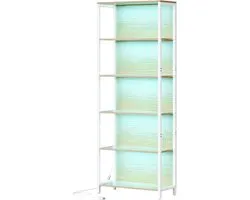 VASAGLE LLS120LL01 - Bibliothèque avec éclairage LED réglable - cadre en acier - pour salon chambre bureau