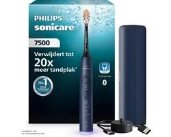 Philips Sonicare 7500 Series Elektrische Tandenborstel - Gezonder Tandvlees, Poetsdruksensor, 12 Poetsinstellingen, Sonicare App & Oplaadreisetui - Donkerblauw (Navy Blue) - HX7423/10
