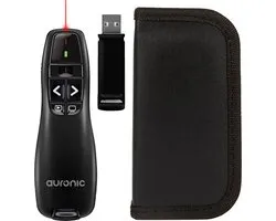 LifeGoods Wireless USB Presenter - Clicker de présentation sans fil avec pointeur laser - Télécommande de présentation avec capot de protection - Portée de 20 mètres - Windows / Apple / Mac / Powerpoint / Prezi / Keynote - Noir