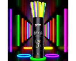 Partizzle 100x Glow in the Dark Sticks avec connecteurs - Glowsticks - Neon Party Break Sticks - Décoration d'anniversaire - Halloween - 7 couleurs