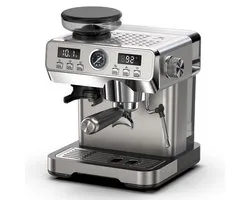Machine à expresso Lopoleis® Barista – Machine à piston avec moulin à café – Machine à café en acier inoxydable, mousseur à lait – Moulin à grains – Acier inoxydable brossé