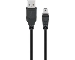 Goobay USB-A naar mini-USB-B kabel, 5 m, zwart, 480 Mbit/s