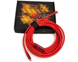 IQwire Formula 10G, tether cable RED, 5m, intelliconnect USB C connectoren, metal boosters, Right Angle