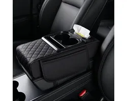 Auto-armsteunmat voor Renault 4 E-Tech/5 E-Tech/4EVER Trophy/Captur/City K-ZE/Clio, 4-in-1 Multifunctioneel Auto-Armsteunkussen, Auto-armsteunmat met Bekerhouder en 2 Opbergzakken,B