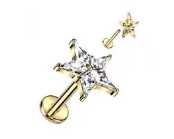 Piercing titanium top ster intern schroefdraad 1.2x8 - goud - LMPiercings