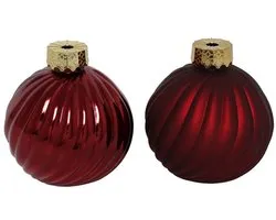 Countryfield Kerstbal ro Stripe a2 d.rood Ø10cm