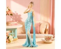 Glamour Dama Figurka Kobieta Błękitna Suknia 26cm