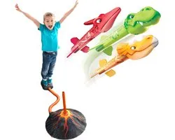 GT Stamp Rocket - Set de fusée de Dinosaurus avec station de lancement de volcan - Ensemble de jeux de Jouets de plein air pour Enfants