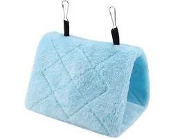 Hanging Bird Cage - Soft Plush Hammock - Hanging Tent voor Vogels - Parrot - Warm Winter Bed - Dierenspeelgoed (Blauw)