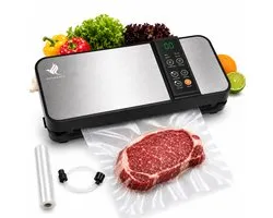 NovaWare Machine sous vide – Machines sous vide - Scelleuse sous vide - Foodsaver - Appareil de scellage – Incl. Rouleau de film de 3m et tuyau d'aspiration - Gris
