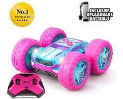 Exost RC 360 Cross Flash Stuntauto roze 1:18 - Flashing wheels - Incl. oplaadbare batterij - RC auto