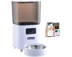 Voerbak Kat V8 - Automatische Kattenvoerbak - 5 Liter - APP Video-Voice Control - Camera - Wifi - Sensor - Compact 20*33*33cm - Wit