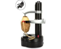 DOWO® - Aardappelschiller - Appelschiller - elektrisch - Automatisch - Dunschiller -Werkend op Batterij of AC-DC Adapter - Adapter inbegrepen - Zwart