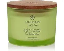 Chesapeake Bay Awaken & Invigorate - Lemongrass Eucalyptus - Geurkaars met Drie Lonten - 50 branduren