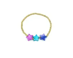 Luna-Leena duurzame kinderarmband sterren - multi - L15cm stretch - handgemaakt in Nepal - star beads- kids bracelet - accessoires - feest - cadeau - kinderfeestje - verjaardag - armband - sieraad - kerstster, Christmas gift