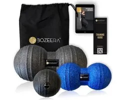 MASSAGEBALL 8CM / DUOBALL MASSAGEBALL 12CM / DUOBALL MASSAGEBALL 8CM - Triggerpoint Ball Set / Peanut Ball Set - Incl. Manuel vidéo, affiche et sac BOZEERA© : Set Premium