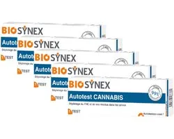BioSynex - Cannabis Zelftest - THC Urinetest voor Thuisgebruik - Detectiedrempel 50 ng/mL - Uitslag in 5 Minuten - 5 stuks